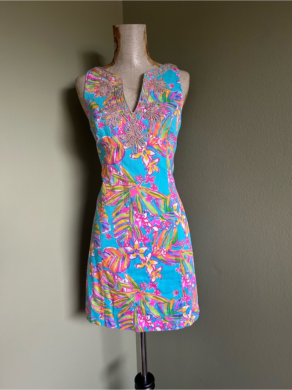 Lilly Pulitzer Multi-Color Tropical Print Dress with Pink Label Sz 0